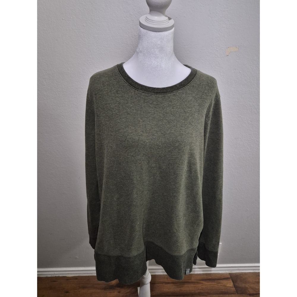 LL Bean Top Womens Pullover Fleece  Henley L Green Minimalist Hiking Fishing